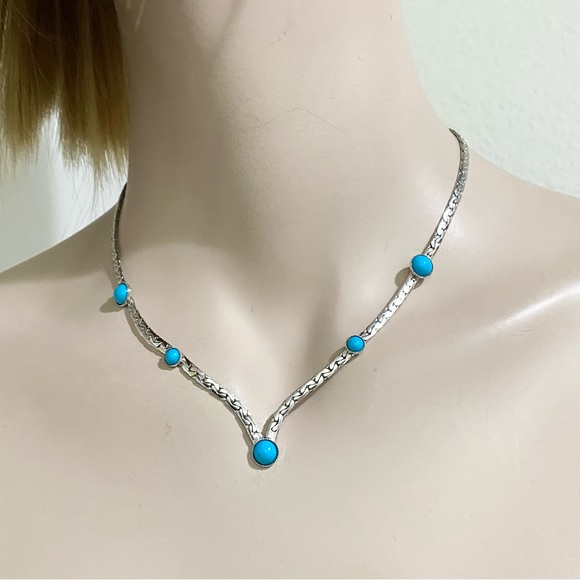SARAH COVENTRY “Summer Skies”Faux Turquoise Micro Cabochon Silver-tone Necklace - Picture 2 of 12